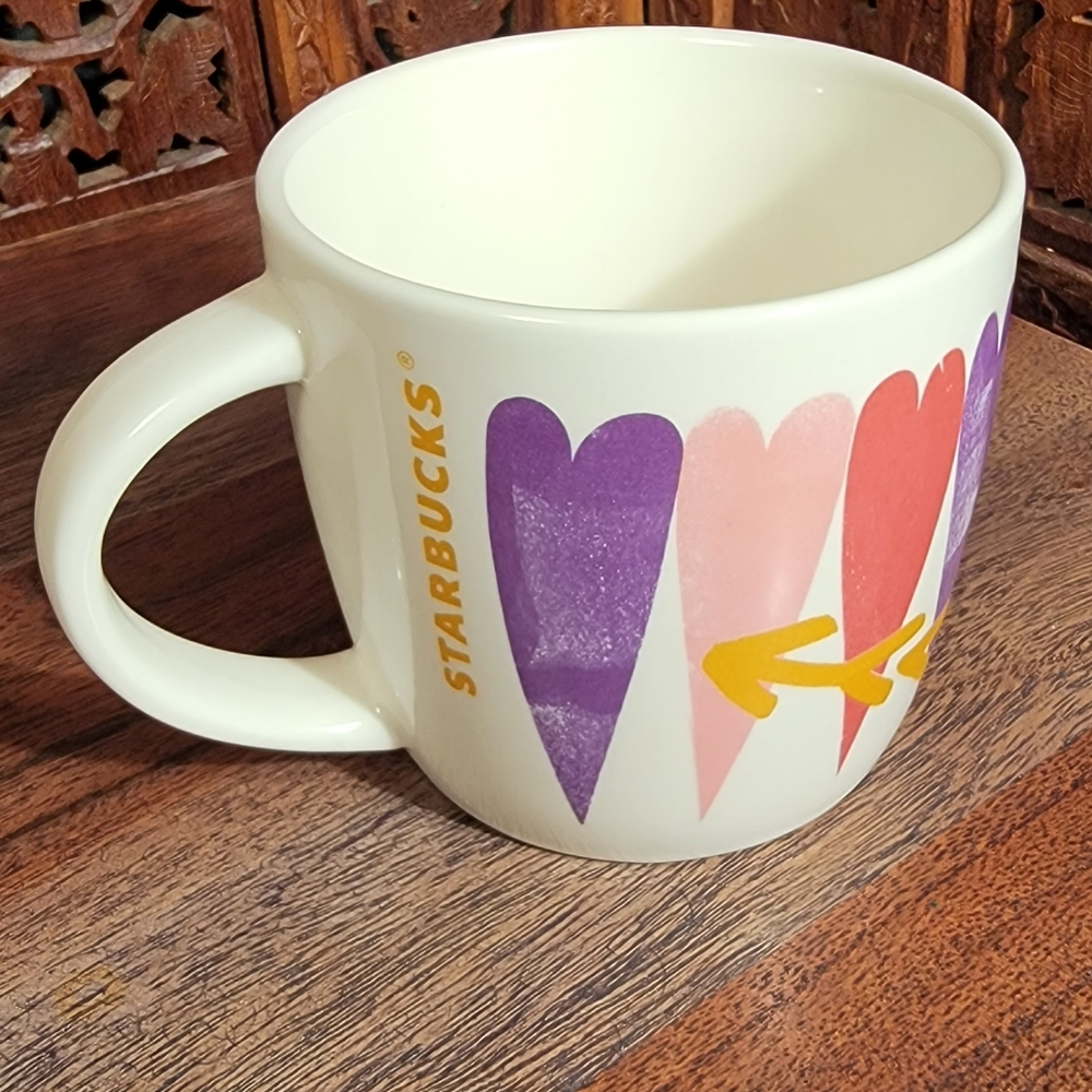 Starbucks Distressed Hearts Valentine's Day Mug, 14 oz